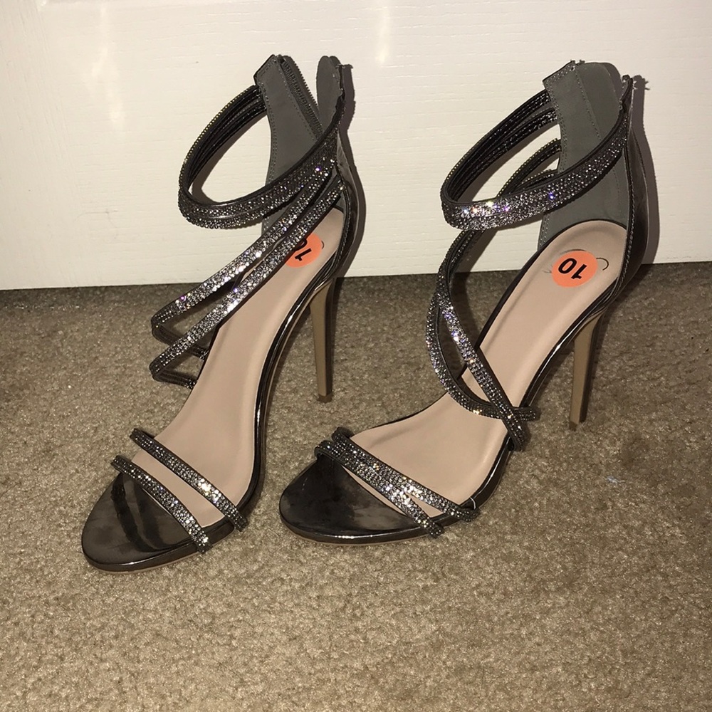 Rhinestone gray heels